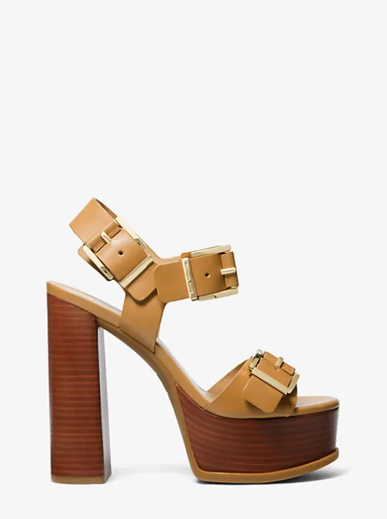 Michael Kors Colby Leather Platform Sandal PALEPEANUT Online