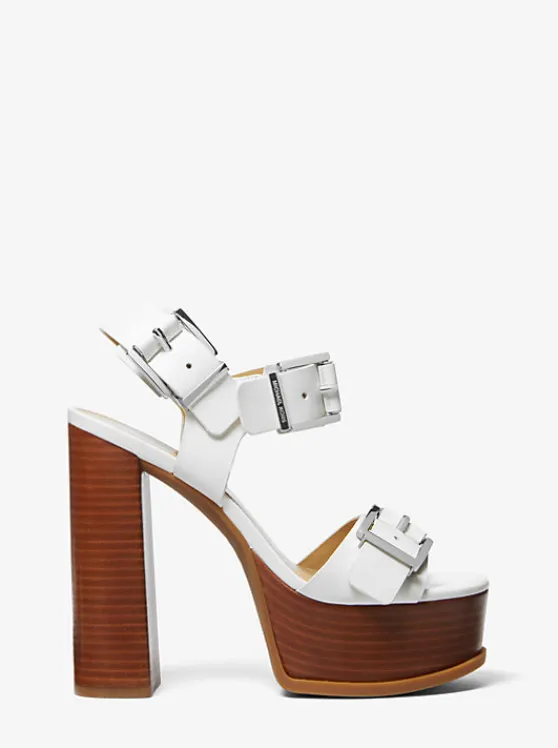 Michael Kors Colby Leather Platform Sandal OPTICWHITE New