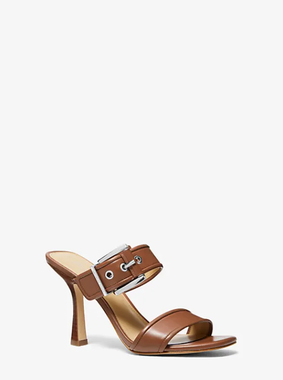 Michael Kors Colby Leather Sandal LUGGAGE Best Sale