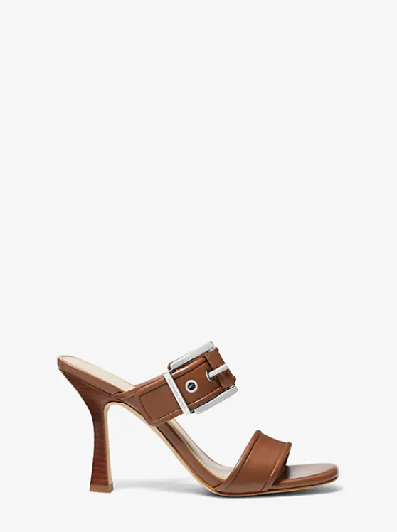 Michael Kors Colby Leather Sandal LUGGAGE Best Sale