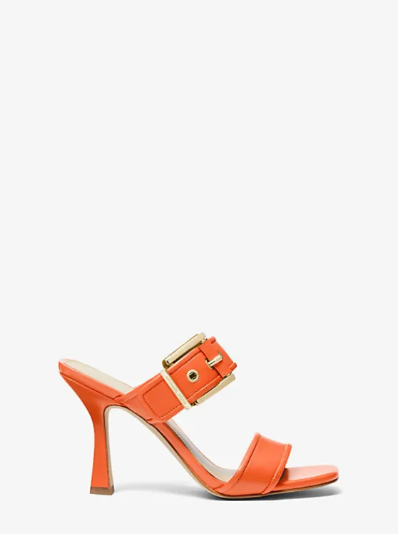 Michael Kors Colby Leather Sandal OPTICORANGE Hot