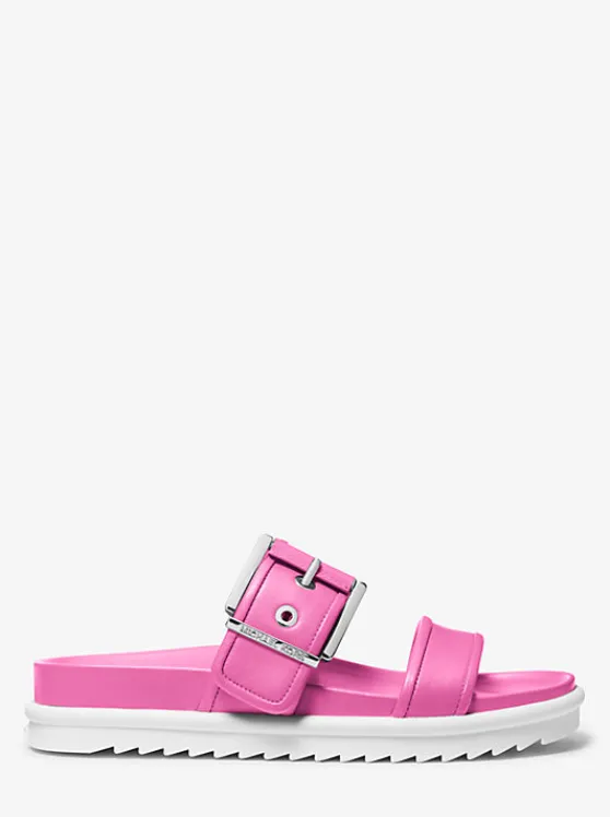 Michael Kors Colby Leather Slide Sandal CERISE Outlet