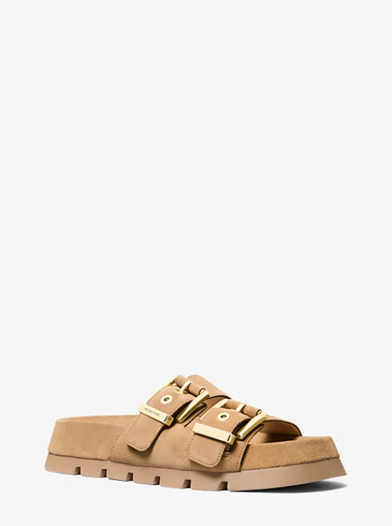 Michael Kors Colby Suede Flat Sandal CAMEL Sale