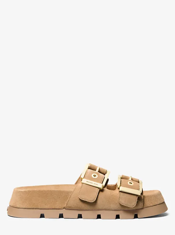 Michael Kors Colby Suede Flat Sandal CAMEL Sale