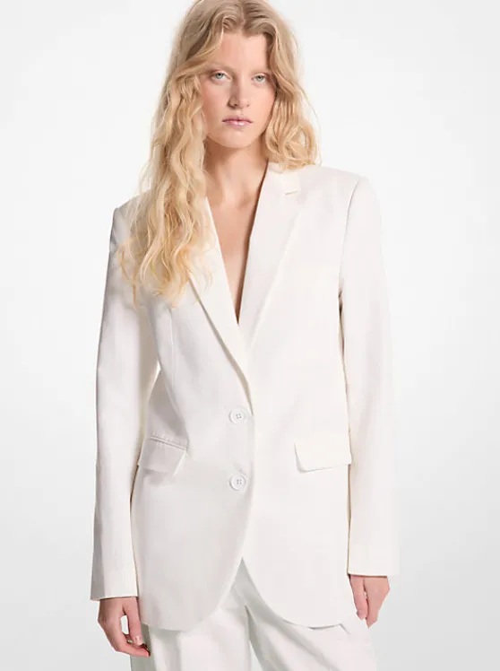 Michael Kors Cotton Blend Twill Blazer | WHITE Clearance