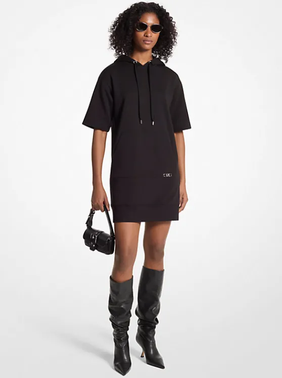 Michael Kors Cotton Hoodie Dress BLACK Flash Sale