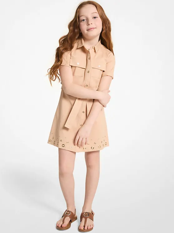 Michael Kors Cotton Twill Belted Shirtdress CAMEL Shop