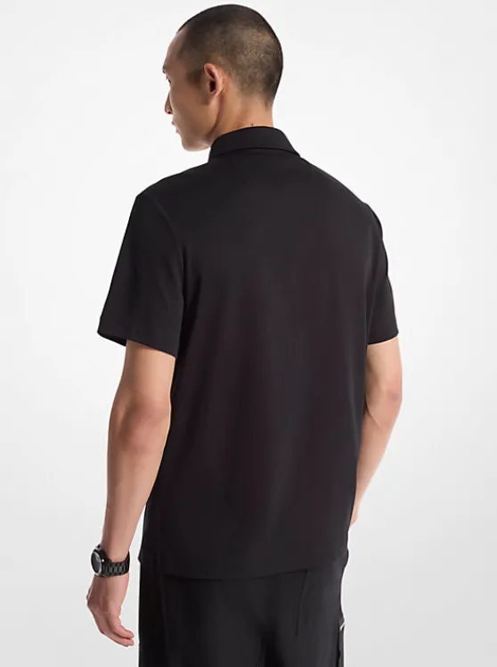 Michael Kors Cotton Zip Polo Shirt BLACK Store