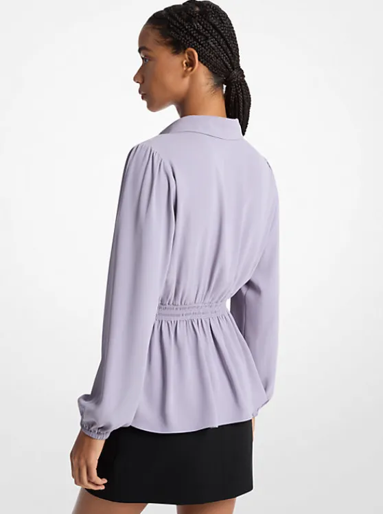 Michael Kors Crepe Button-Down Shirt SWEETLILAC Clearance