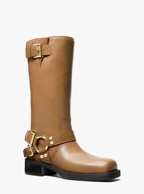 Michael Kors Crosby Leather Moto Boot HUSK Shop