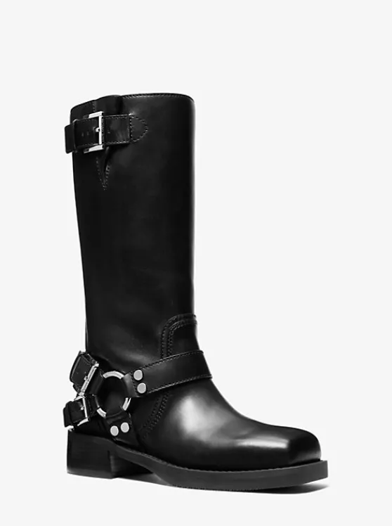 Michael Kors Crosby Leather Moto Boot BLACK Shop