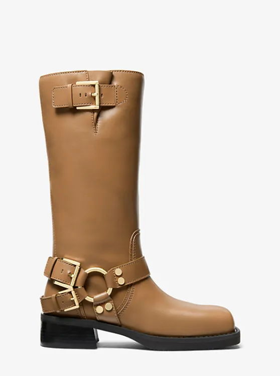 Michael Kors Crosby Leather Moto Boot HUSK Shop