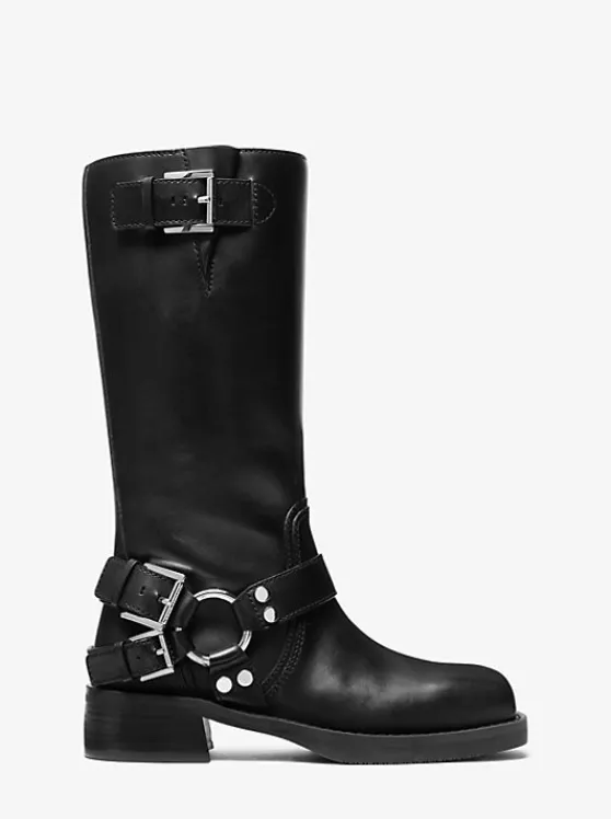 Michael Kors Crosby Leather Moto Boot BLACK Shop