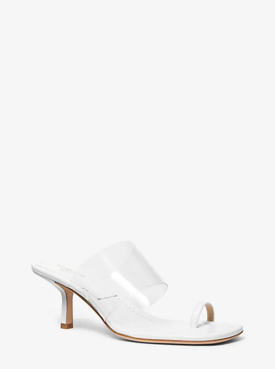 Michael Kors Dionne Leather Sandal OPTICWHITE Clearance