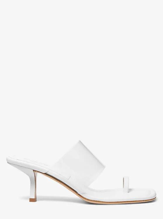 Michael Kors Dionne Leather Sandal OPTICWHITE Clearance