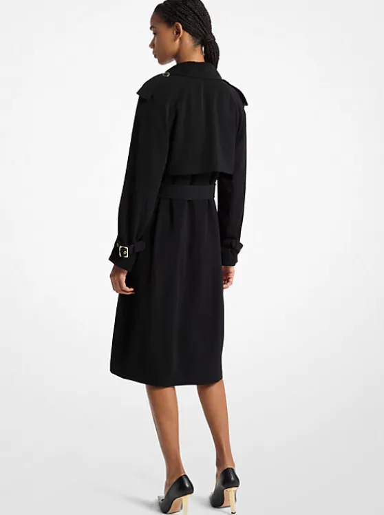 Michael Kors Draped Woven Trench Coat BLACK New