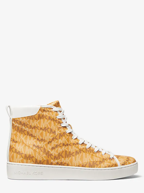 Michael Kors Edie Animal Print Logo High-Top Sneaker MARIGOLD Clearance