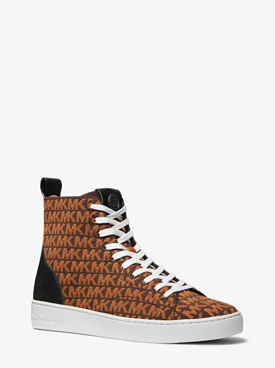 Michael Kors Edie Logo Knit High-Top Sneaker BROWNMULTI Outlet