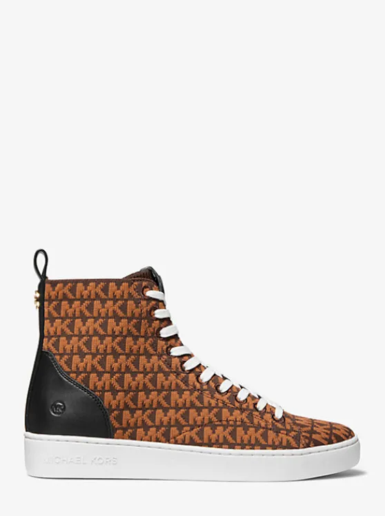 Michael Kors Edie Logo Knit High-Top Sneaker BROWNMULTI Outlet