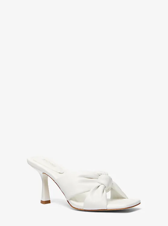 Michael Kors Elena Leather Sandal OPTICWHITE Cheap