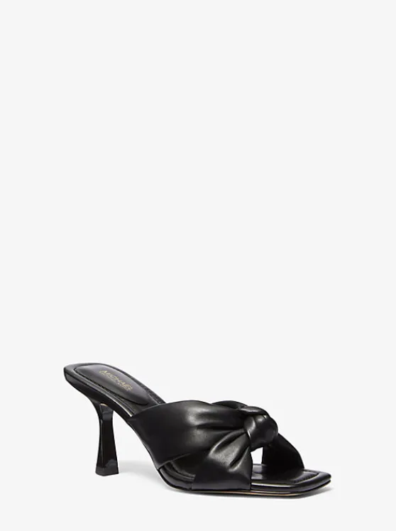 Michael Kors Elena Leather Sandal BLACK Clearance