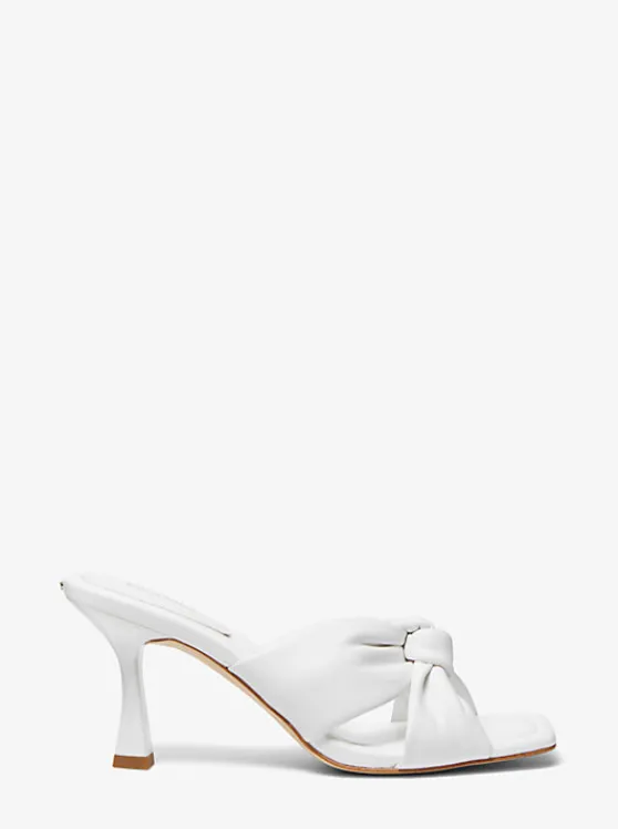 Michael Kors Elena Leather Sandal OPTICWHITE Cheap