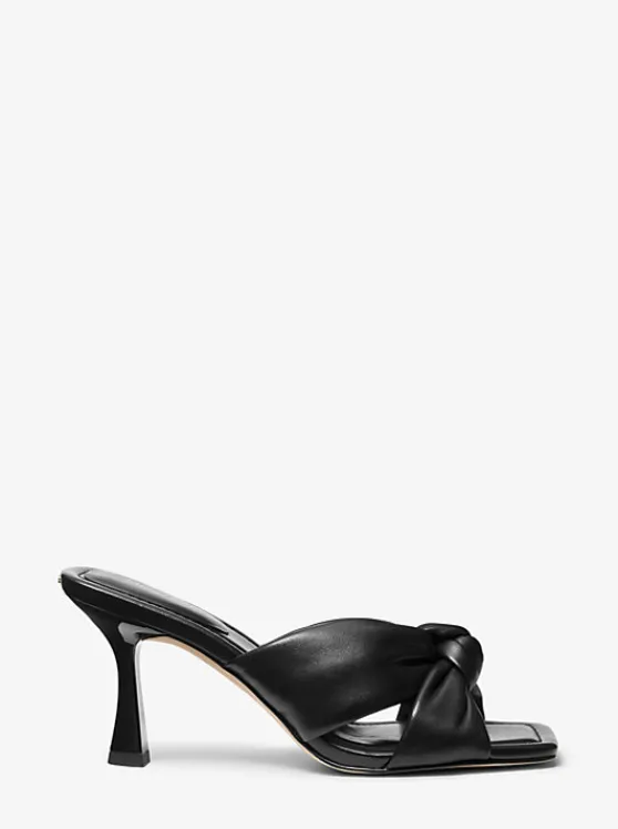 Michael Kors Elena Leather Sandal BLACK Clearance