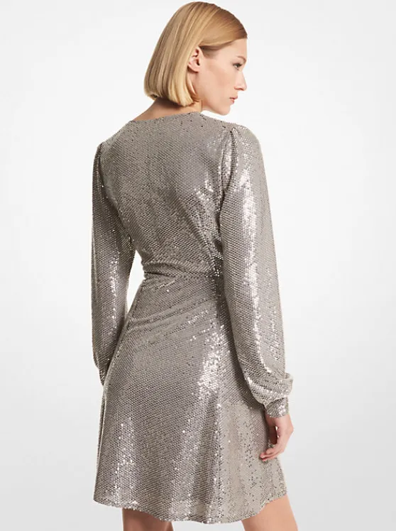 Michael Kors Embellished Georgette Dress SILVER Sale