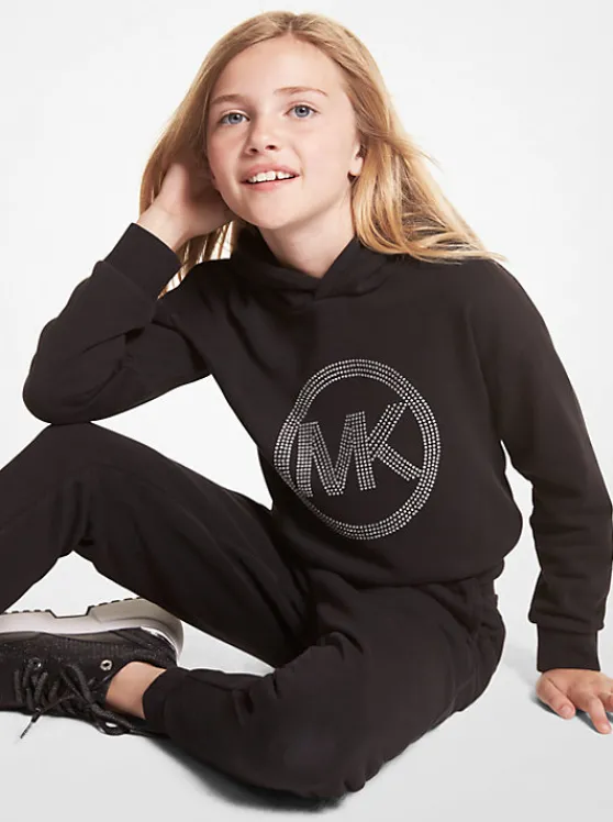 Michael Kors Embellished Logo Cotton Sweatshirt BLACK Clearance