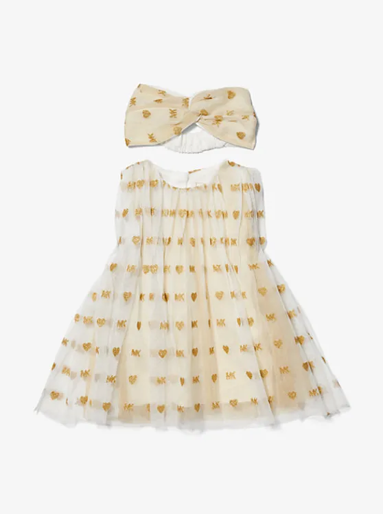 Michael Kors Embellished Logo Tulle Dress and Headband Baby Set | OFFWHITE Hot