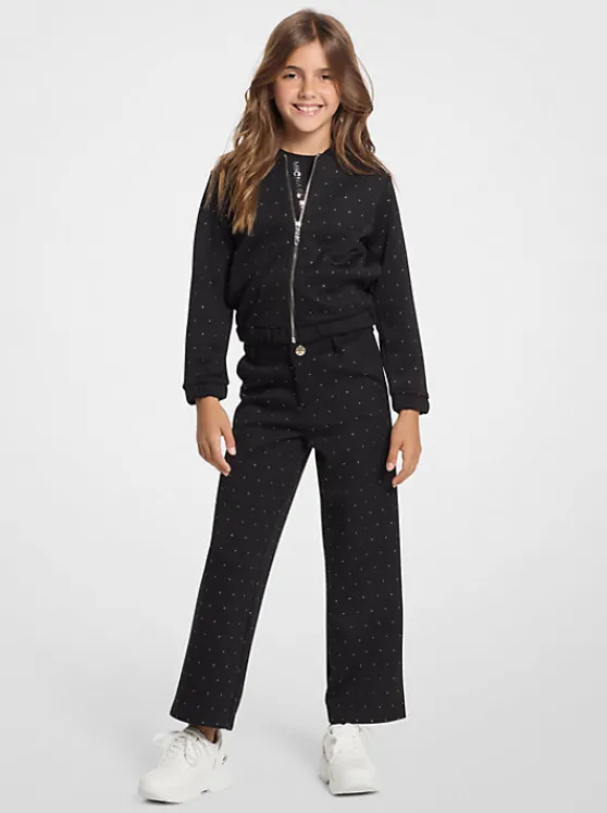 Michael Kors Embellished Stretch Knit Pants BLACK Flash Sale