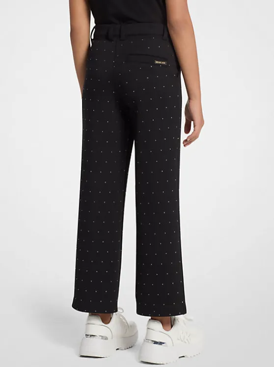 Michael Kors Embellished Stretch Knit Pants BLACK Flash Sale