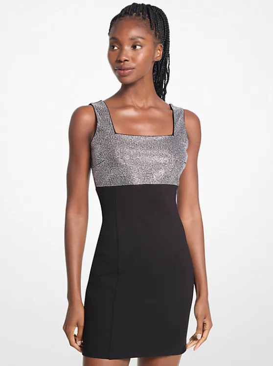 Michael Kors Embellished Stretch Viscose Mini Dress BLACK Store