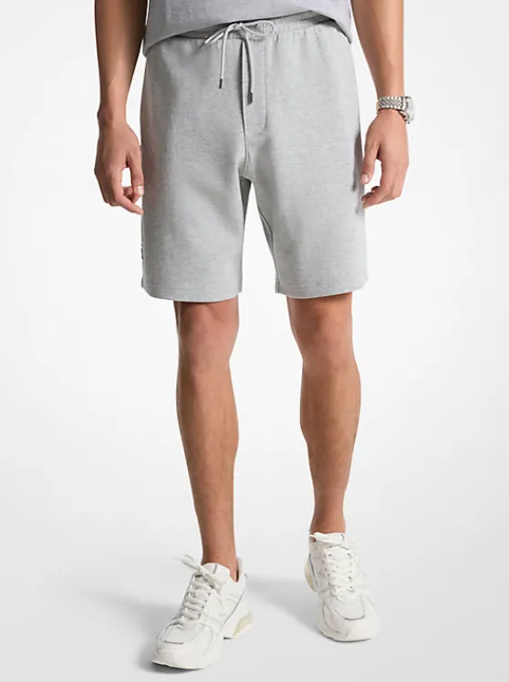 Michael Kors Embossed Logo Cotton Blend Shorts HEATHERGREY Outlet