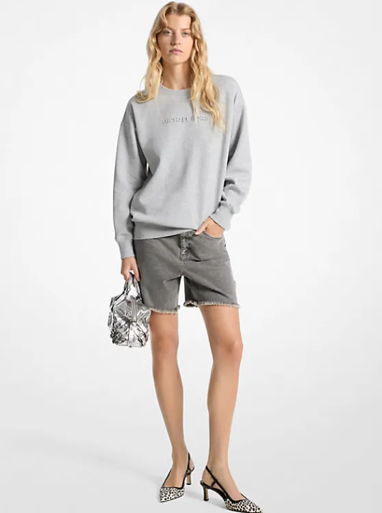 Michael Kors Embossed Logo Crewneck Sweatshirt HEATHERGREY Best