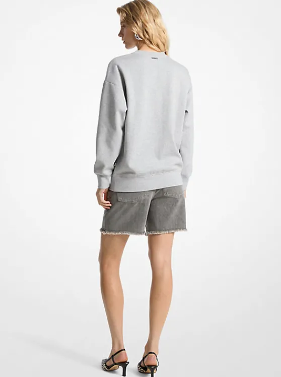 Michael Kors Embossed Logo Crewneck Sweatshirt HEATHERGREY Best