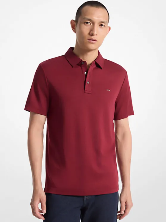 Michael Kors Embroidered Logo Cotton Polo Shirt DARKBRANDY Cheap