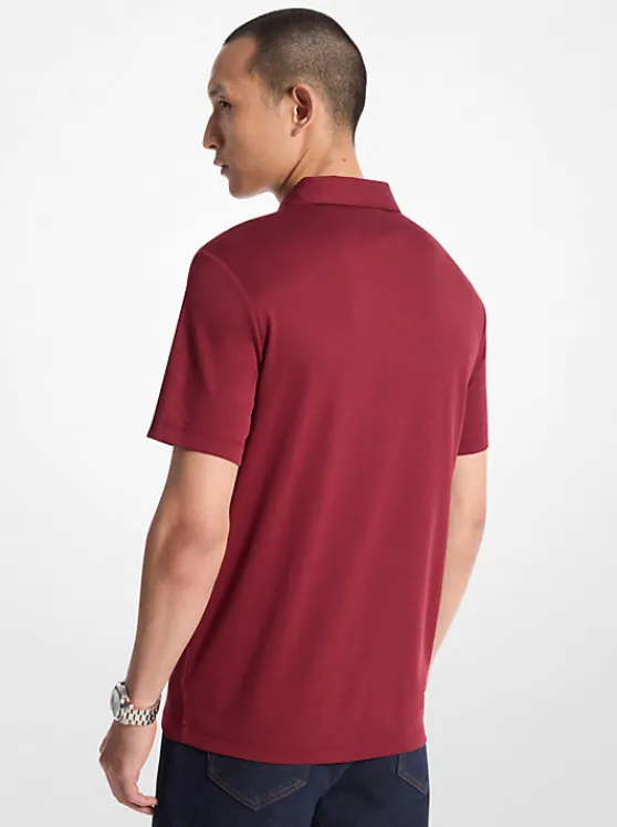 Michael Kors Embroidered Logo Cotton Polo Shirt DARKBRANDY Cheap