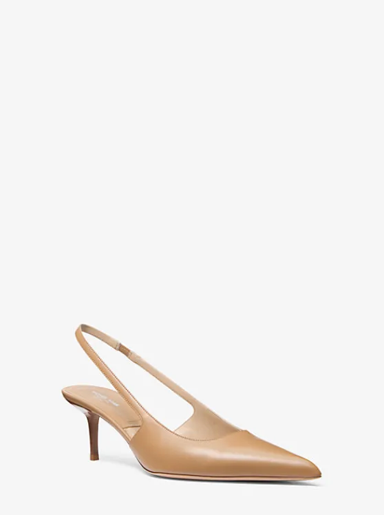 Michael Kors Emma Leather Slingback Pump CAPPUCCINO Flash Sale