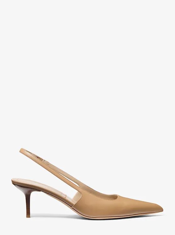 Michael Kors Emma Leather Slingback Pump CAPPUCCINO Flash Sale