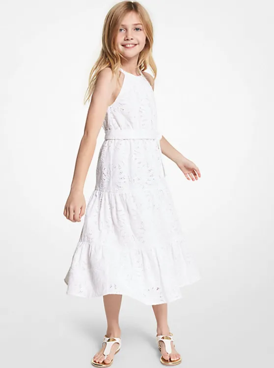 Michael Kors Floral Lace Belted Dress WHITE Store