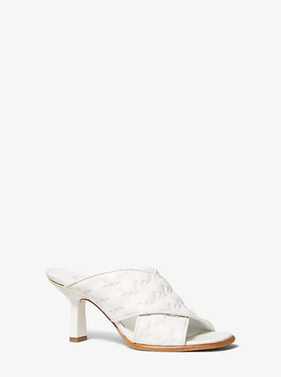 Michael Kors Gideon Logo Embossed Mule OPTICWHITE Shop