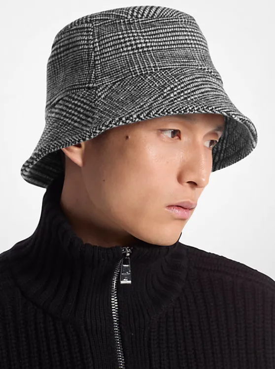 Michael Kors Glen Plaid Bucket Hat BLACK Flash Sale