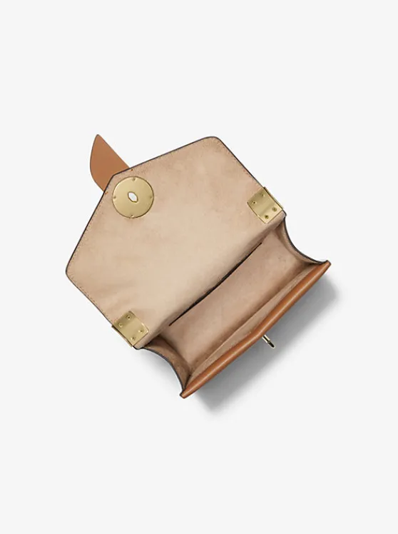 Michael Kors Greenwich Small Color-Block Logo and Saffiano Leather Crossbody Bag VANILLA/ACORN Best Sale