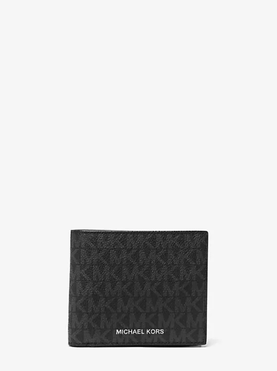 Michael Kors Greyson Logo Billfold Wallet With Coin Pocket BLACK Online