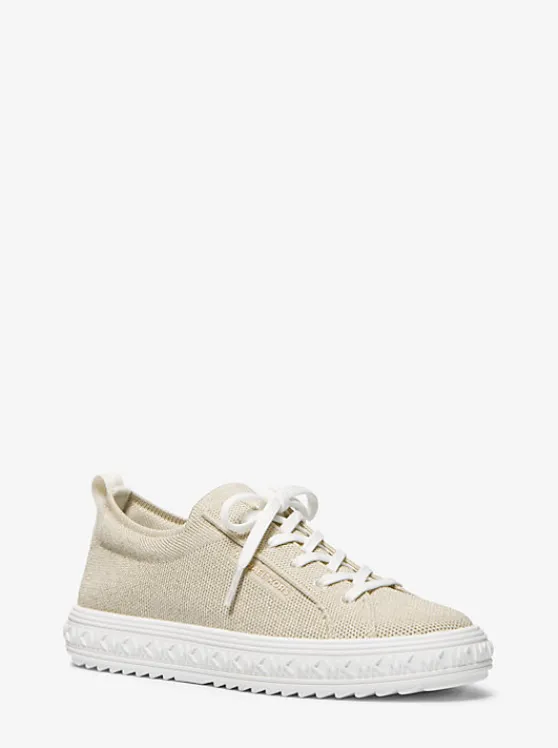 Michael Kors Grove Metallic Knit Sneaker PALEGOLD Discount