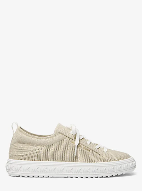 Michael Kors Grove Metallic Knit Sneaker PALEGOLD Discount