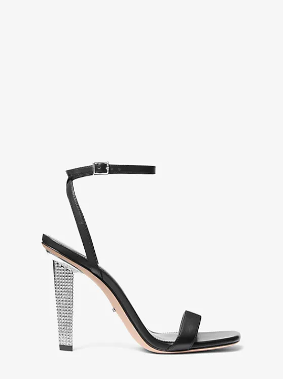 Michael Kors Halle Leather Sandal BLACK Best