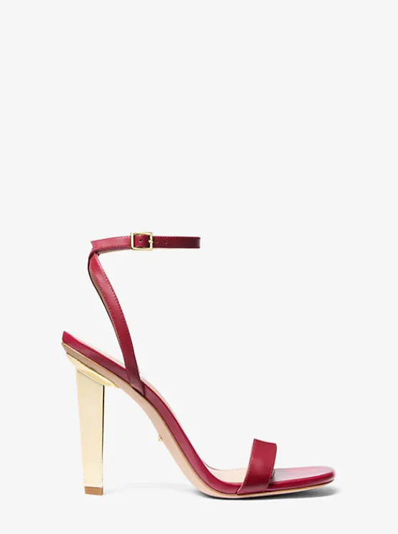 Michael Kors Halle Leather Sandal DEEPRED Best