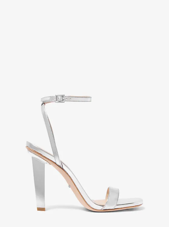 Michael Kors Halle Specchio Leather Sandal | SILVER Sale